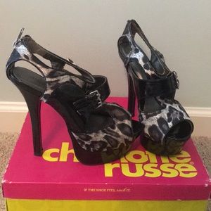 Charlotte Russe Adriana Black/leopard print heels
